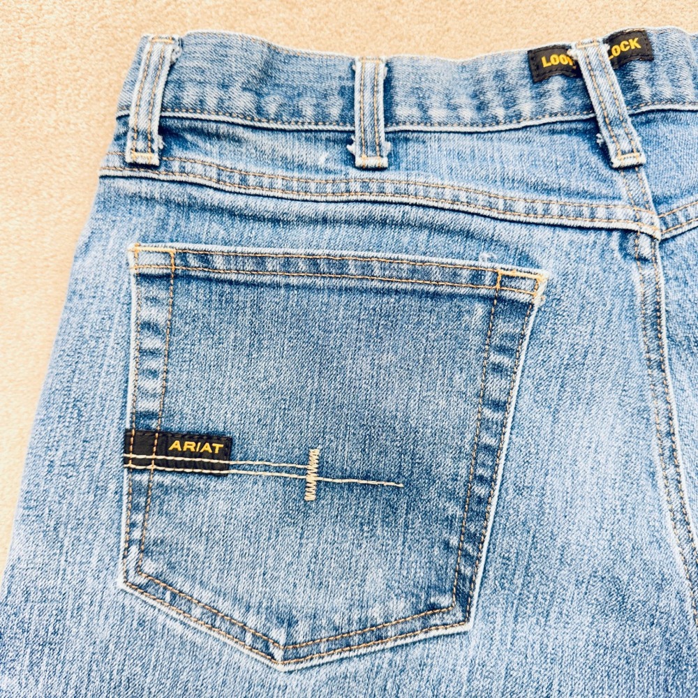 Ariat Rebar M4 Low Rise Work Jeans Mens 33x31 Blue Straight Leg Denim Pants